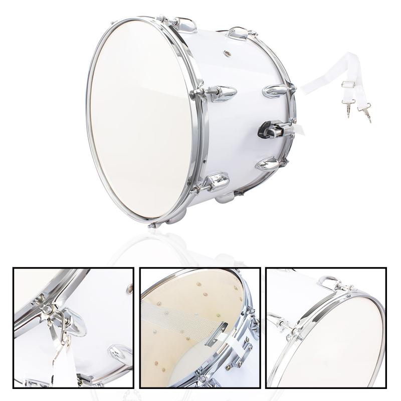 14 x10 inches Marching Drum Drumsticks Key Strap White