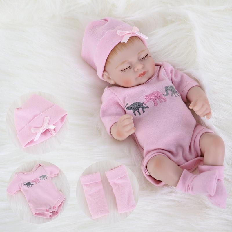 [IN STOCK] Reborn Baby Doll Realistic Silicone Vinyl Baby Girl 10 inch Lifelike Doll Gift Set for Ages 3+(10 inch, close Eyes girl)