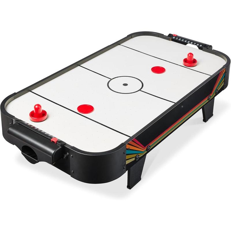 40in Portable Tabletop Air Hockey Arcade Table for Game Room w  100V Motor, Electric Fan, 2 Strikers, 2 Pucks