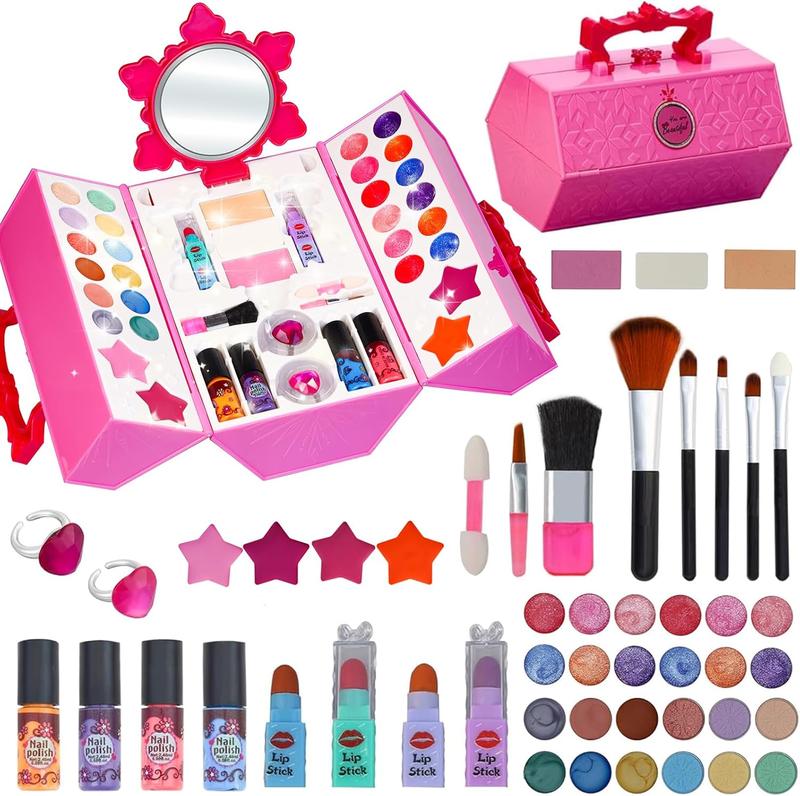 Christmas gift 50 Kids Makeup Kit Play Set for Girls, Real Washable Beauty Toys, Pretend Play Gift for Ages 5-cC