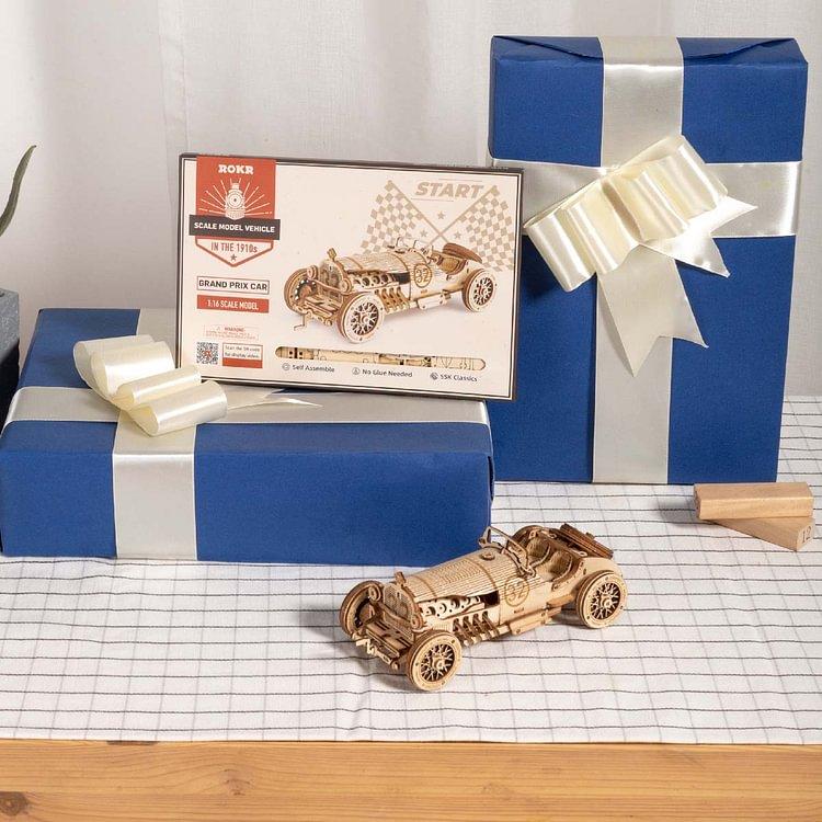 ROKR 3D Puzzle Wooden Puzzle Model Making - Car Wooden Kit - Christmas Birthday Gift for Teenagers and Adults (Grand Prix Car)