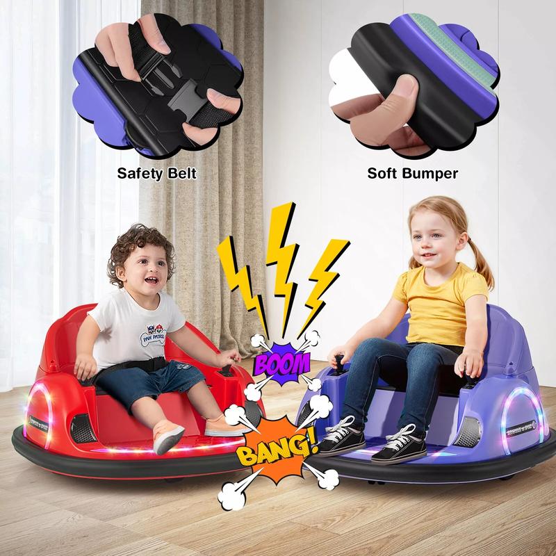 Kids Ride on Bumper Car, 12V  Electric Bumping Car w  Remote Control, Wireless Connection, Flashing Lights, Music, Sounds & 360 Degree Spin, Baby Riding Bumping Toy, Gift for Toddlers 18+ Months Old