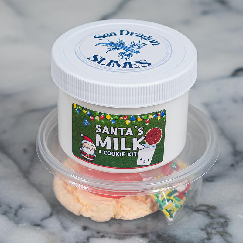 Santa Milk and Cookie Slime - DIY Clay Kit - Stress Relief, Fluffy Slime, Cookie Slime, Thick and Glossy Slime, Frosting Slime - Sea Dragon Slimes Shop - sensory play, slime therapy, clay slime, Christmas slime, butter slime, slime clay kit