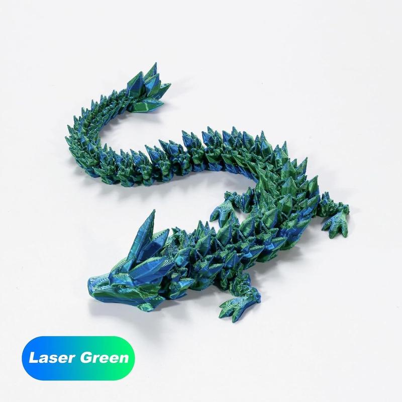 3D Printed Crystal Dragon 12In 3Pcs, 3D Printed Flexible Articulated Dragon,Fidget Toys(Purple+Green+Red)