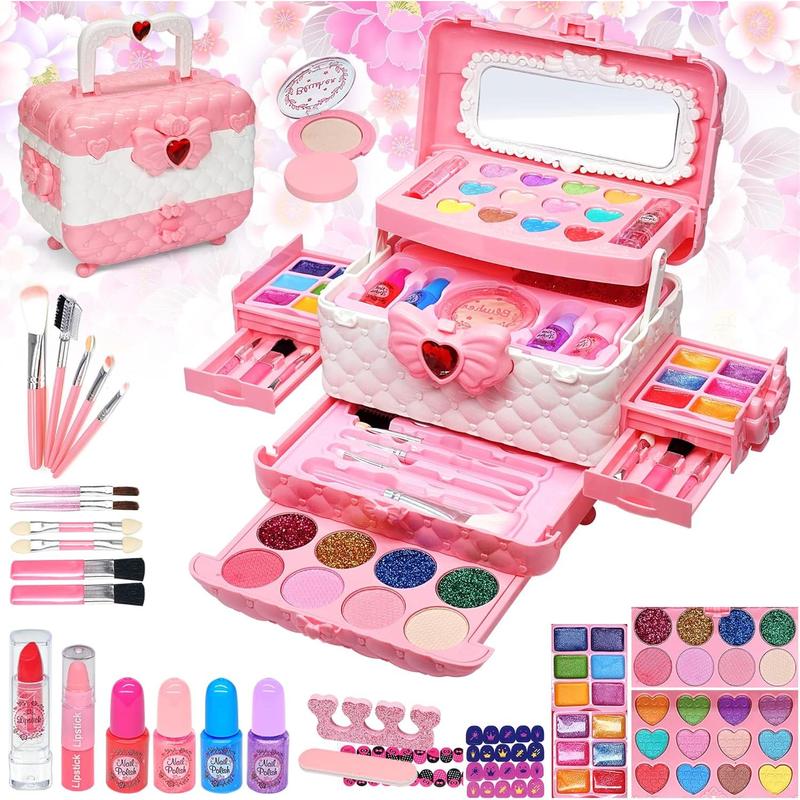 Kids Makeup Kit for Girl - 57PCS Frozen Toys for Girls,Real Washable Makeup Little Girls Gift,Toddler Play Make Up Kids Toys Makeup Vanities for Princess Girls Children Age 4+ Christmas & Birthday Toy