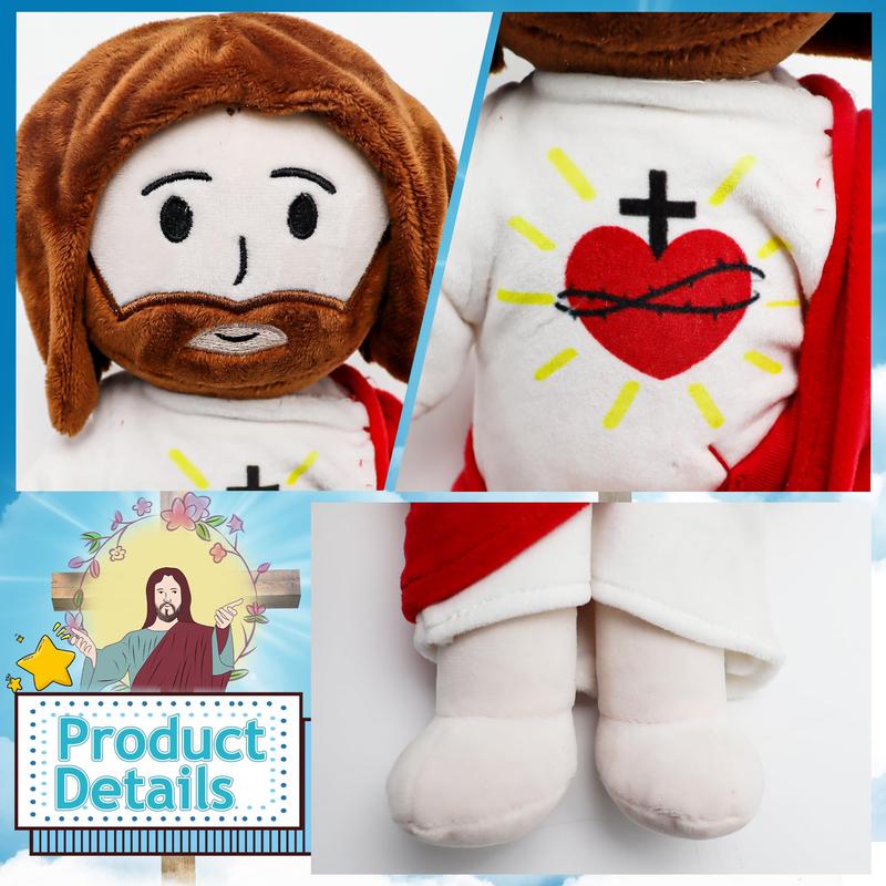 Yelakey Sacred Heart of Jesus Plush Toys Stuffed toys plushies for kids children, Religious Party Favors Gifts for Kids, Religious Gift, Christian Baptism Gift, Thanksgiving Christmas Gift