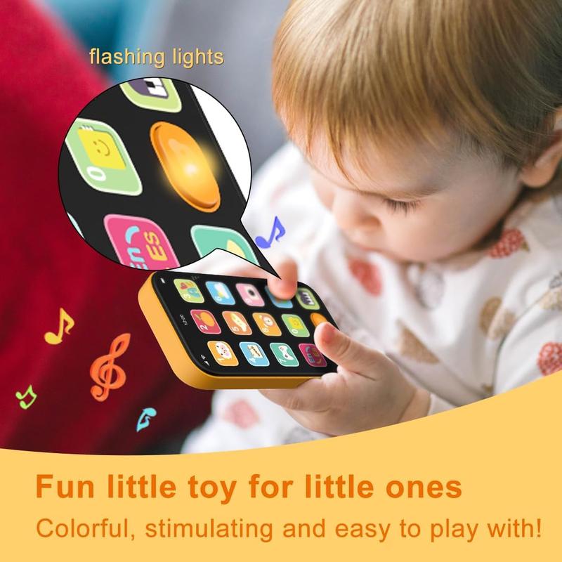 Bilingual Toy Phone Baby Phone with Sounds and Light, English Spanish, Fun Early Learning s Smart Phone Baby Toys for 6-12 Months, Gift for 1 Year Old Boys Girls Toddler Infant, Orange