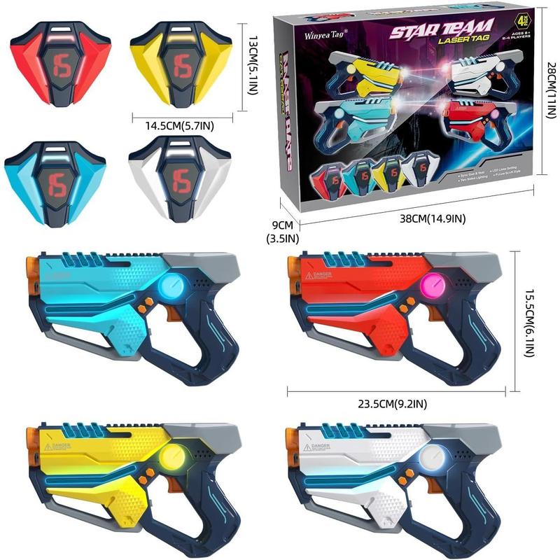 Laser Tag Set of 4, Laser Tag Gun with Vest for Teens and Adults Boys & Girls, Cool Teenage Lazer Group Activity, Birthday for Kids Ages 6 7 8 9 10 11 12+Year Old