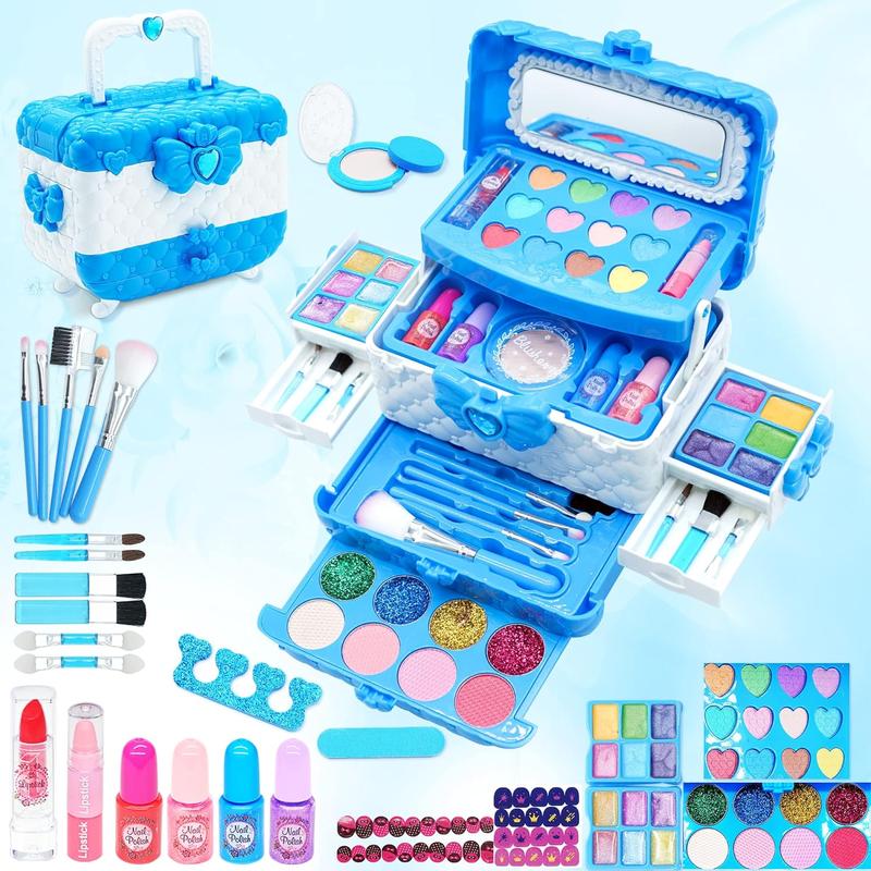 Kids Makeup Kit for Girl - 57PCS Frozen Toys for Girls,Real Washable Makeup Little Girls Gift,Toddler Play Make Up Kids Toys Makeup Vanities for Princess Girls Children Age 4+ Christmas & Birthday Toy