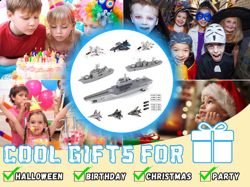 Aircraft carriers, military naval vessels, army fighter jets, jet toys, small model planes, submarines, toy sets suitable for kids