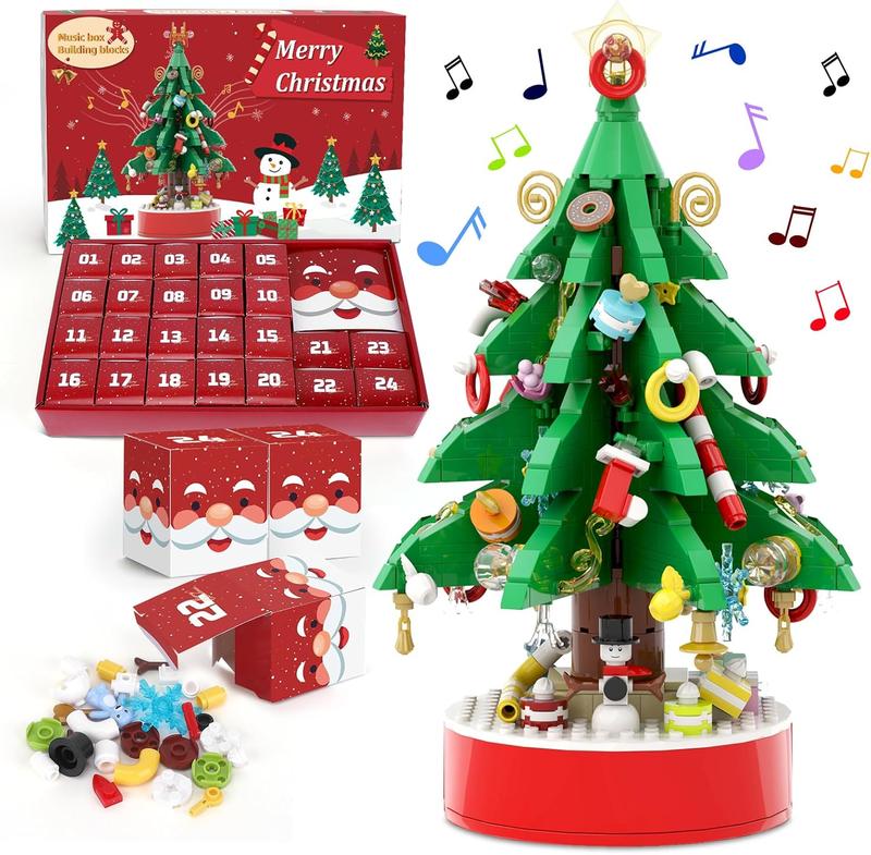 Advent Calendar 2024 Kids & Adult, 24 Pack Christmas Tree Building Blocks with Music, Christmas Countdown Calendar, Ideal Gift for 3 4 5-7 8-12 Boys and Girls birthday gift