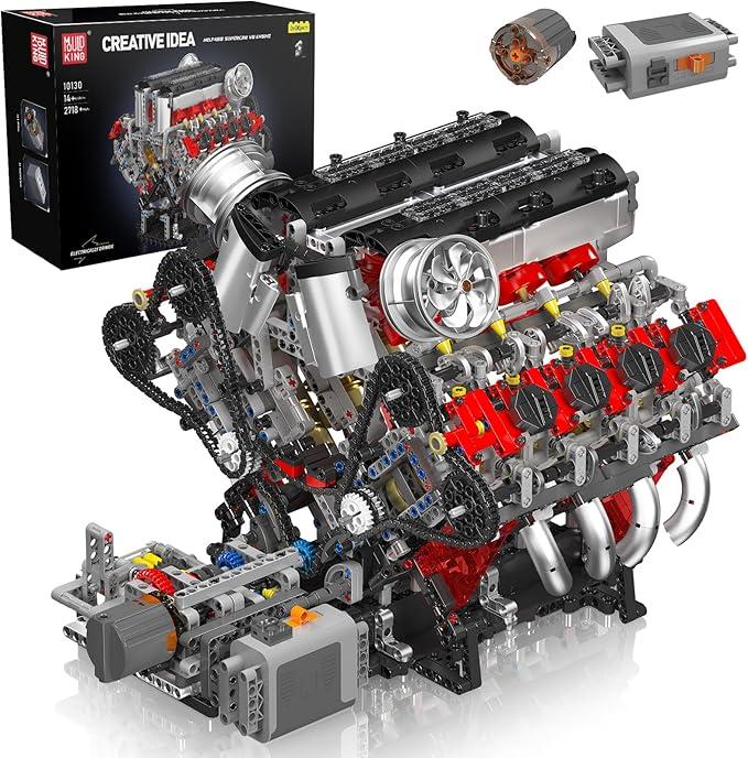 Mould King 10130 V8 Engine Model Kit - Build Your Own STEM V8 Engine for Adults - 8-Cylinder 3.9-Liter Twin-Turbo Engine Construction Set