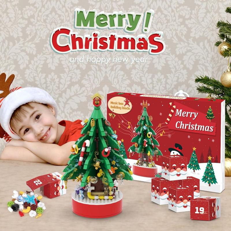 Advent Calendar 2024 Kids & Adult, 24 Pack Christmas Tree Building Blocks with Music, Christmas Countdown Calendar, Ideal Gift for 3 4 5-7 8-12 Boys and Girls birthday gift