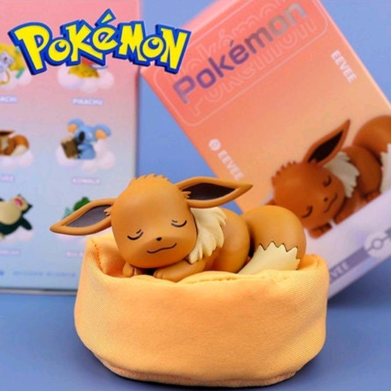 Sleeping Pokemon Vinyl Figure Pikachu Snorlax Eevee With Box