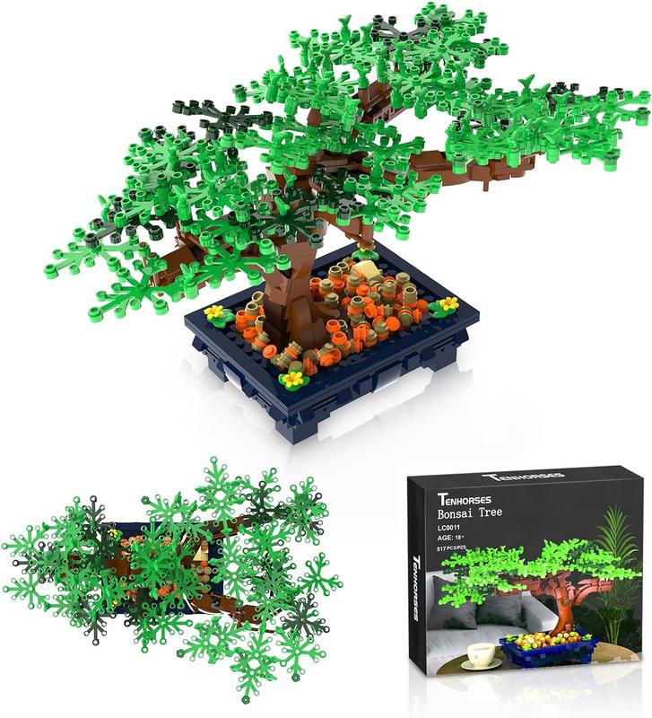 Tenhorses Bonsai Tree Building Set for Adults, Creative Plants Building Kit Botanical Home Decor Icons Cool Birthday Gift for Adults Kids (817Pcs)