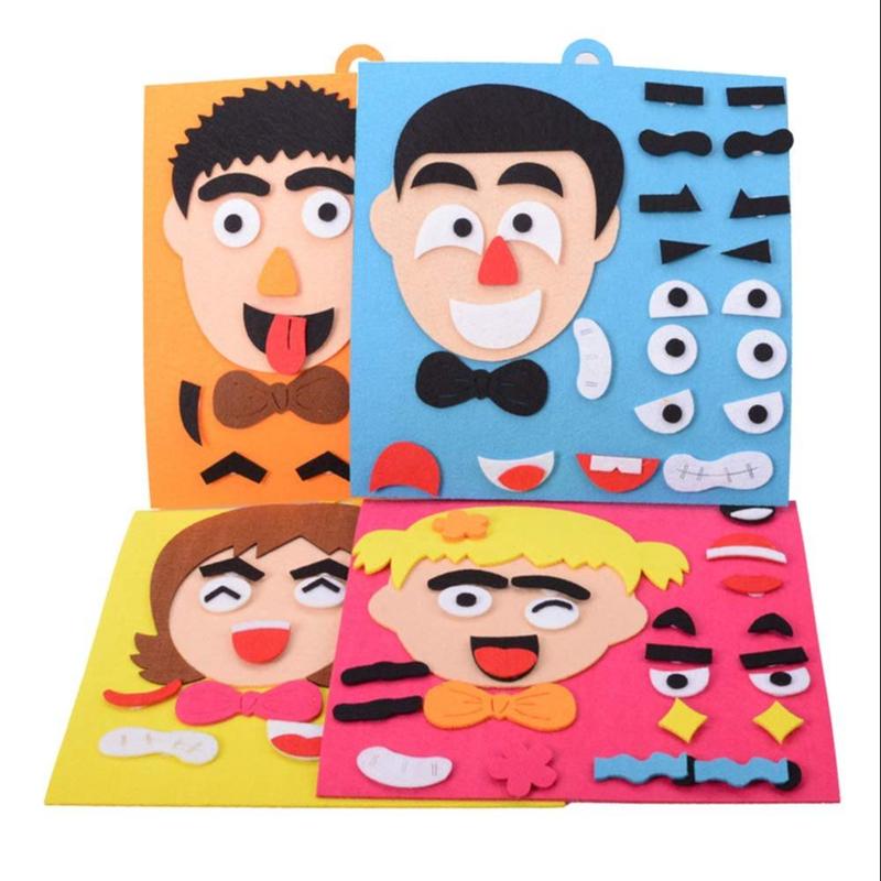 1 Set Felt Non-woven Handmade Toys, Facial Expression Sticker Toys, Parent-child Interactive Toys