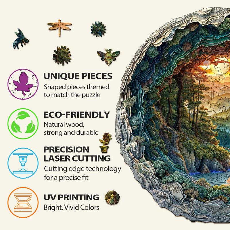 3D Cave Forest Wooden Jigsaw Puzzle - Educational Toy for Kids and Adults