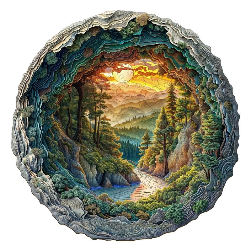 3D Cave Forest Wooden Jigsaw Puzzle - Educational Toy for Kids and Adults