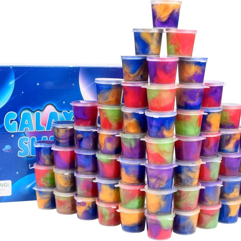 Christmas gift Galaxy Slime Kit with 60 Pack Non Sticky, Wet, Soft Sludge Toy Bulk for Boys and Girls Stress Relief Goodie Bags  Christmas Stuffers