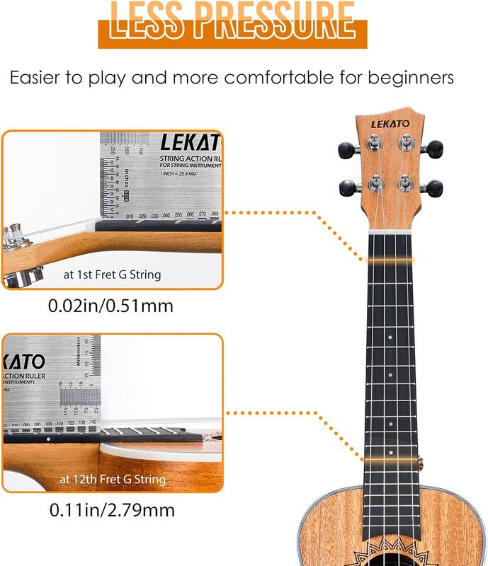 LEKATO Ukulele Concert Mahogany 23 inch Ukelele Bundle for Beginners Adults Professional Nylon String Wooden Hawaiian Starter Uke Kit