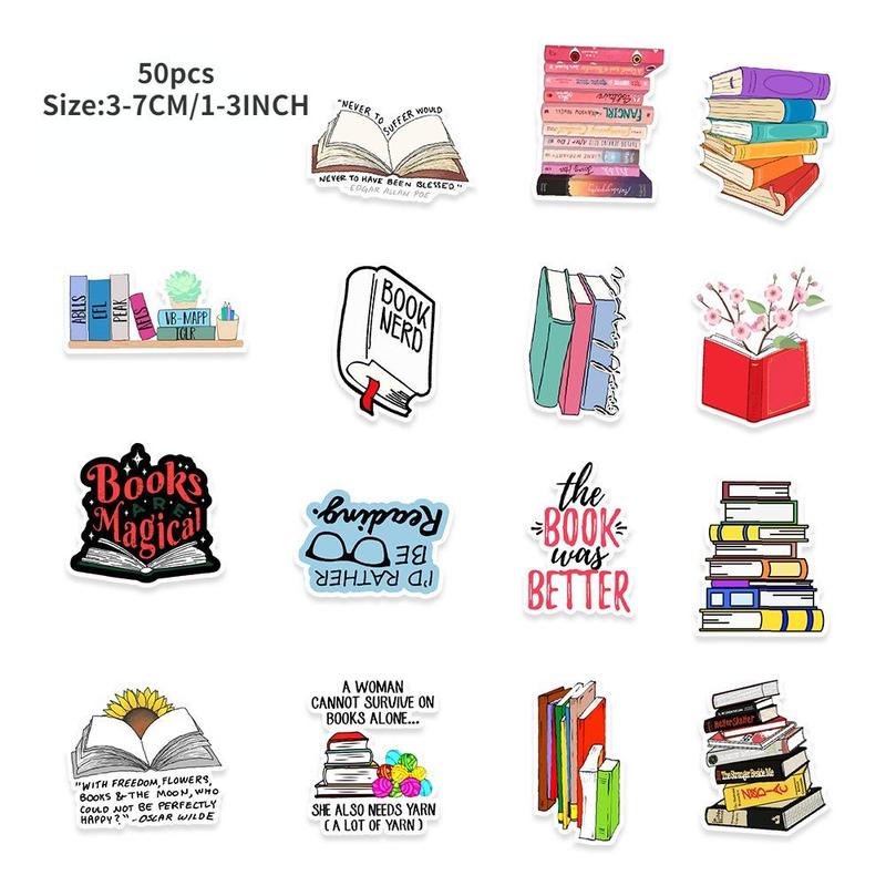 50pcs DIY Book Series Decorative Graffiti Sticker, Scrapbooking & Journal Making Material Paper, PVC Waterproof DIY Decorative Sticker For Stationery Computer Water Bottle