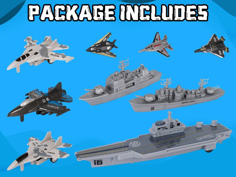 Aircraft carriers, military naval vessels, army fighter jets, jet toys, small model planes, submarines, toy sets suitable for kids