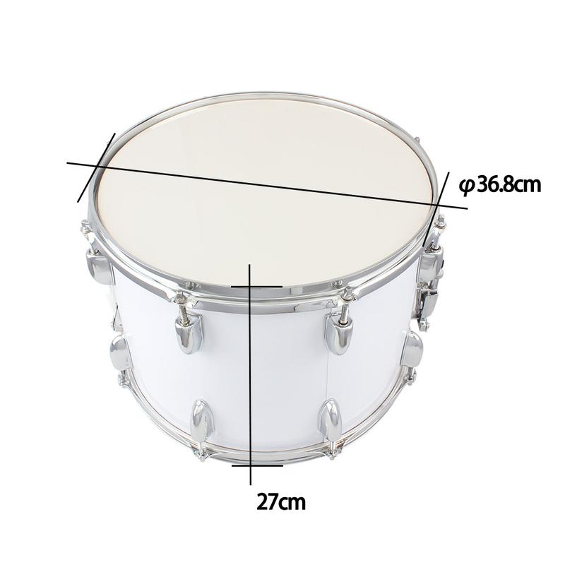 14 x10 inches Marching Drum Drumsticks Key Strap White