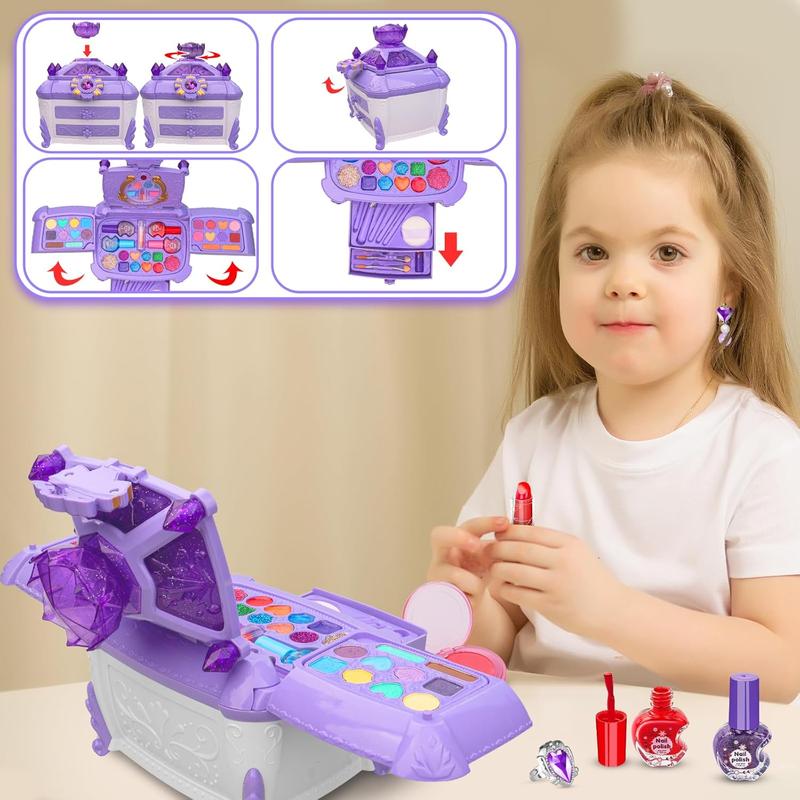 Kids Makeup Kit for Girl, Washable Makeup Set Toy with Real Cosmetic Case for Little Girls, Pretend Play Makeup Beauty Set Birthday Make Up Toys for Age 3 4 5 6 7 8 9 10 11 12 Years Old Girl Gifts