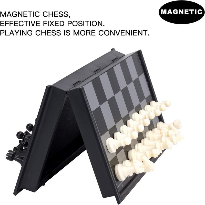 AMEROUS 10 Inches Magnetic Chess Set with Folding Board for Beginners, Kids and Adults - Includes 2 Extra Queens and Storage for Pieces