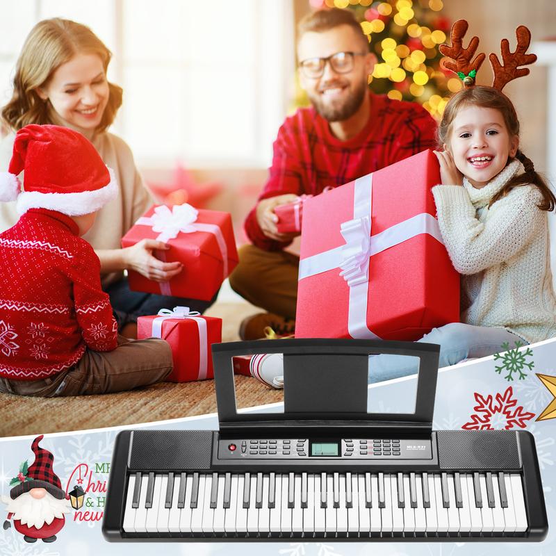 61-Key Piano Keyboard - Electric Keyboard Piano Kit with Stand, Foldable Bench, Holder, Microphone, LCD Screen, and Dual Speakers - Ideal for Beginners and Masters, Kids and Adults,Ideal Gift for Christmas and Thanksgiving