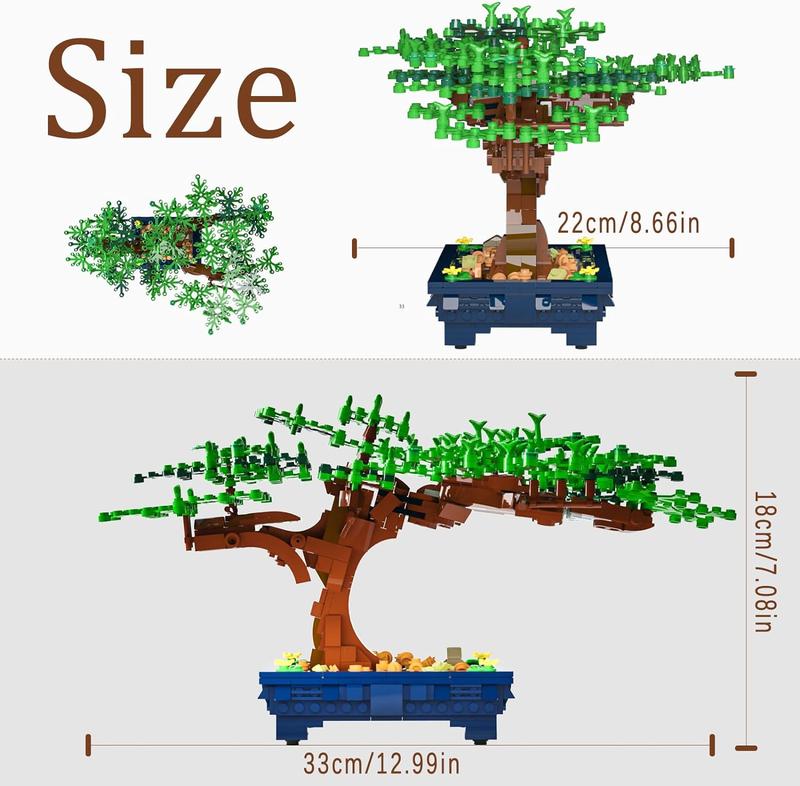 Tenhorses Bonsai Tree Building Set for Adults, Creative Plants Building Kit Botanical Home Decor Icons Cool Birthday Gift for Adults Kids (817Pcs)