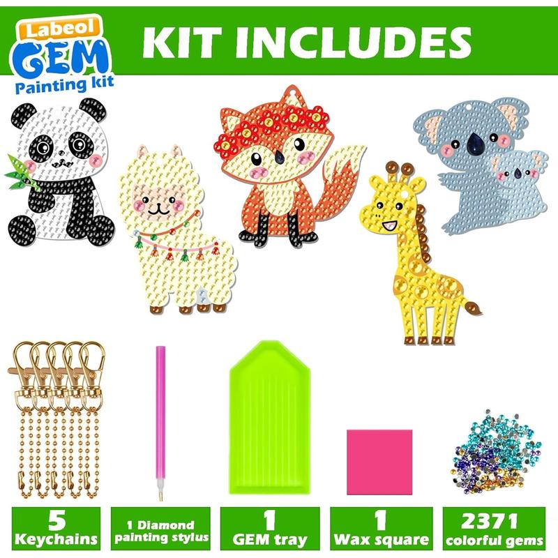 Arts and Crafts for Kids Ages 8-12 - Creat Your Own GEM Keychains-5D Diamond Art by Numbers GEM Art Kits for Kids Girls Toddler Crafts Age 6-7 6-8 10-12 (Animal)