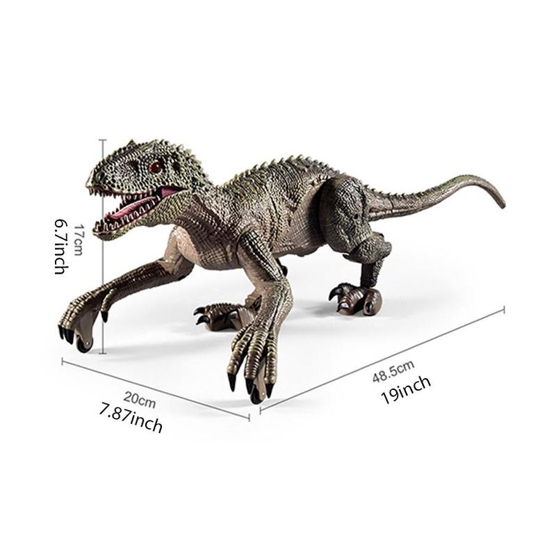 Remote Control Dinosaur Toy, 1 Set Rechargeable Jurassic Velociraptor Toy with Light & Roaring, Dinosaur Toy for Kids, Birthday Gift for Boys