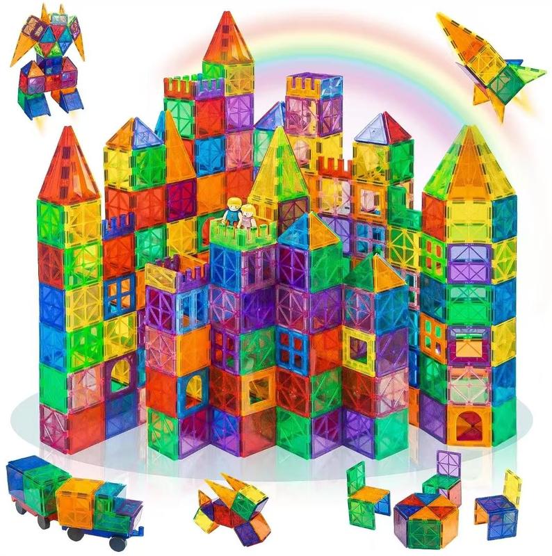 60 PCS Magnetic Building Tiles, with Car, Magnetic Tiles Kids Toys Magnet Toys for Toddler Magnetic Blocks Building Toys Preschool STEM Learning Sensory Montessori Toys for 3+ Year Old Boys and Girls, Safe Creativity Toddler Kids Toys, Christmas Toys Gift