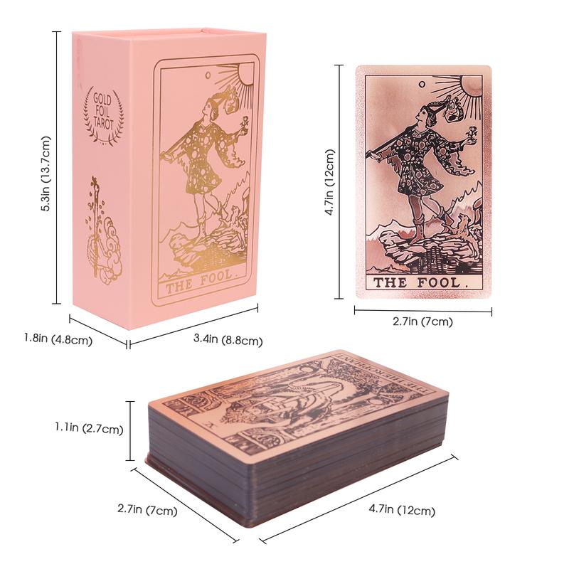 Rose Gold Pink Luxury Classic Rider Waite Tarot Cards PVC Waterproof Wrinkle Resistant Gold Foil with Guidebook Beginners Expert Readers Magnetic Box Standard Size