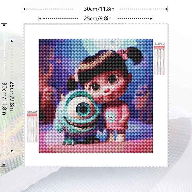 5D DIY Diamond Arts Colorful Painting Kit, Cartoon Monster Pattern Diamond Arts Colorful Painting without Frame, Handmade Art Crafts for Home Decor