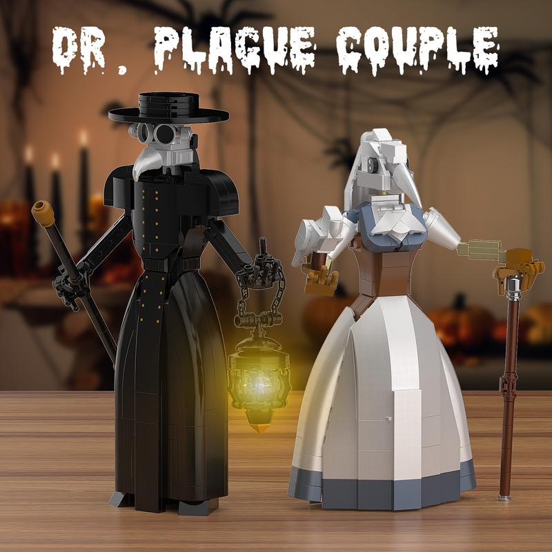 2024 Newest Plague Doctor Couple Figure Building Blocks Set, Perfect Halloween Toys and Gifts for Fans and Kids, Black Friday Deals (500 pcs)