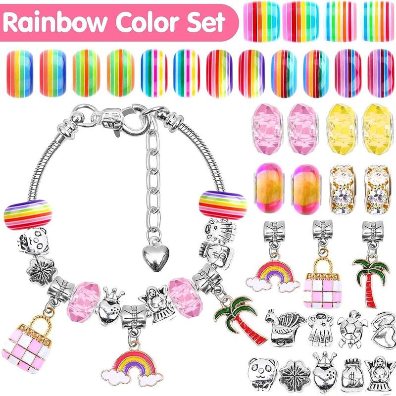 Bracelet Making Kit, 112pcs DIY Charm Bracelet Making Kit Including Jewelry Beads, Snake Chains, DIY Making Material, Toys for Mummy Fun Time, Christmas Gift