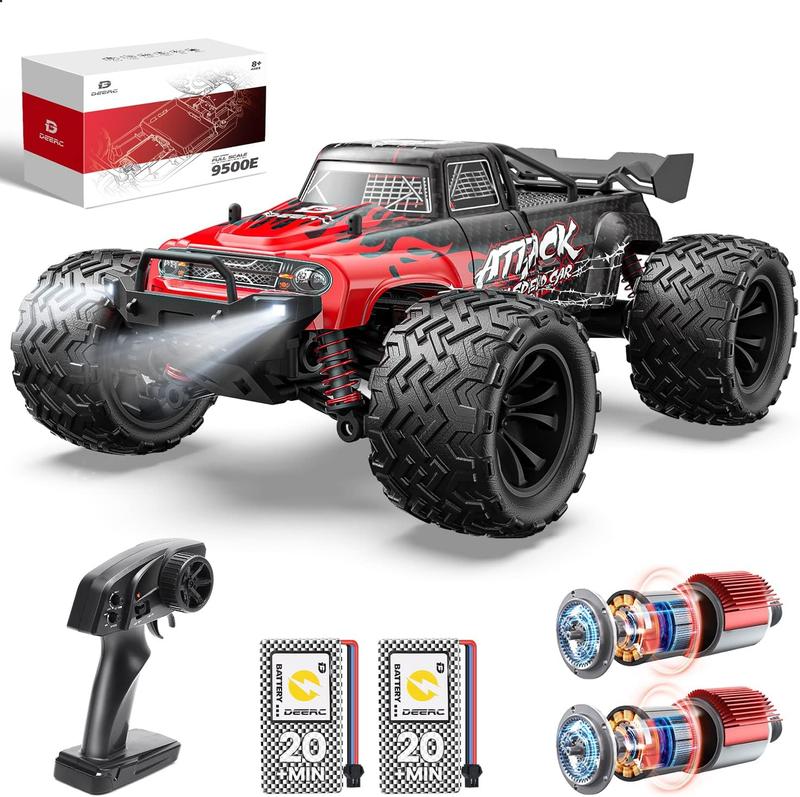 DEERC 9500E 1:16 Scale All Terrain RC Car, 4x4 High Speed Electric Vehicle, 2.4Ghz Off-Road Remote Control Truck with 2 Batteries, 35+ KMH Monster Truck power wheels