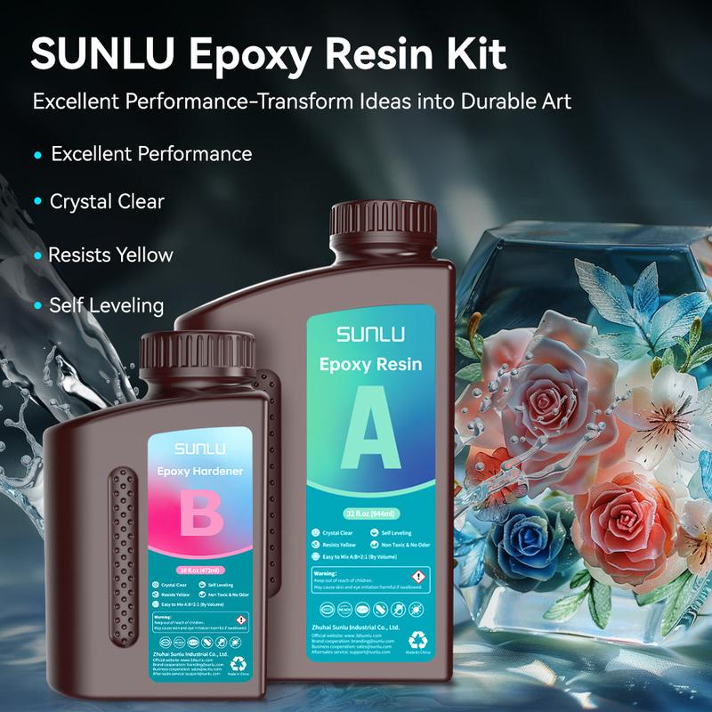 Sunlu 2025 Crystal Clear Epoxy Resin Kit 48OZ(32OZ+16OZ), Perfect for DIY Gifts, Casting, Coating, Decorating, River Table Top black friday sales Christmas sales gift