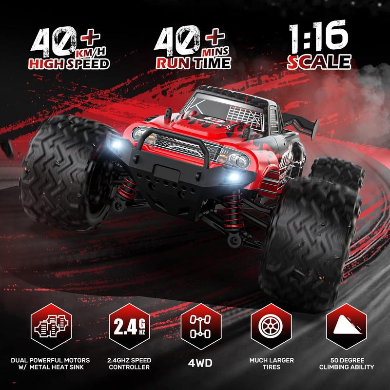 DEERC 9500E 1:16 Scale All Terrain RC Car, 4x4 High Speed Electric Vehicle, 2.4Ghz Off-Road Remote Control Truck with 2 Batteries, 35+ KMH Monster Truck power wheels