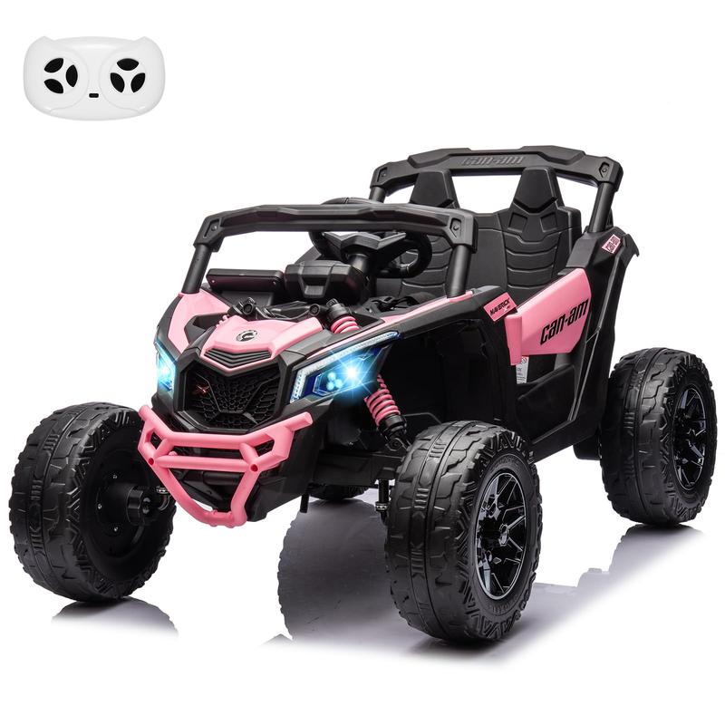 GARVEE 12V Can-Am Ride-On UTV: Remote Control, Large Seat, Music, LED Lights, Spring Suspension  - Pink