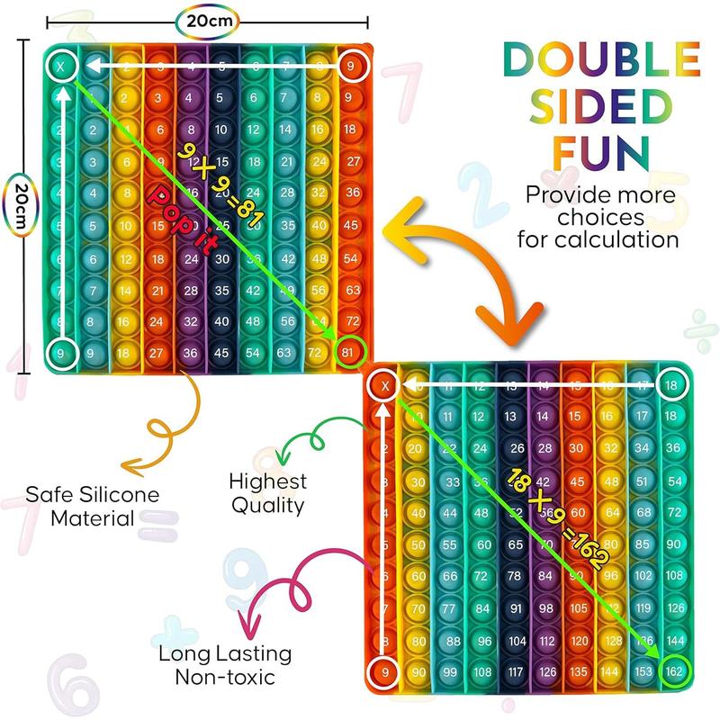 Multiplication Game Table Math Game Table Rainbow Sensory Toy Flash Cards Stress Relief for Boys Girls Learning Toys