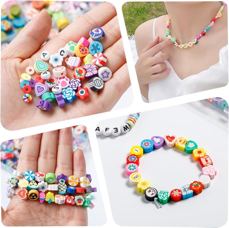 1000Pcs Polymer Clay Beads Bracelets Making kit, 24 Style Cute Fun Beads Friendship Bracelet Making kit with Letter Beads Charms Beads for