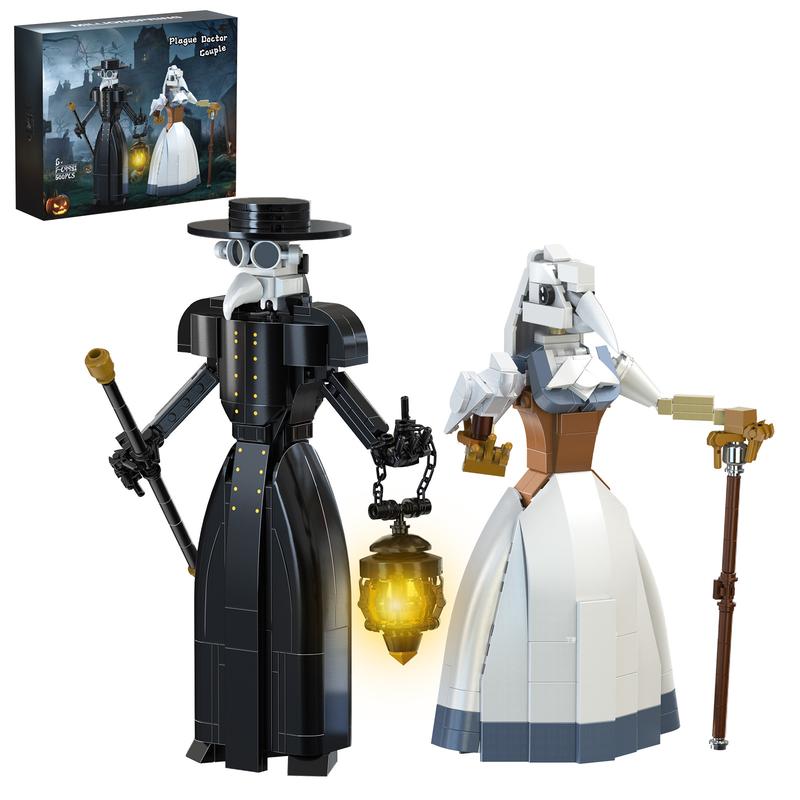 2024 Newest Plague Doctor Couple Figure Building Blocks Set, Perfect Halloween Toys and Gifts for Fans and Kids, Black Friday Deals (500 pcs)