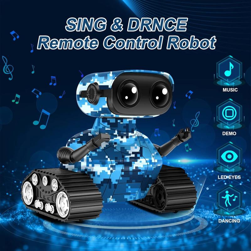 Rechargeable Robot Toy for Boys | RC Remote Control with LED Eyes, Dance Moves, Music | Gifts for Kids Age 3 4+ Boost Imagination and Motor Skills(Navy Blue)