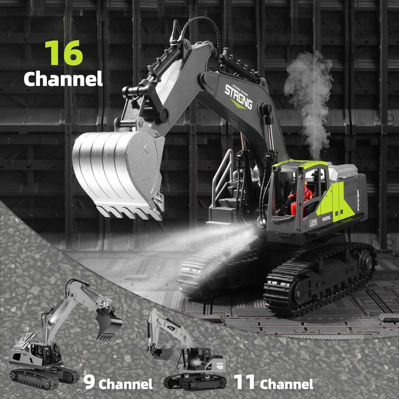 16-channel Remote Control Excavator Toy with Simulation Spray, Engineering Vehicle Toy with Light & Sound Effect, Outdoor & Indoor Engineering Task Toy