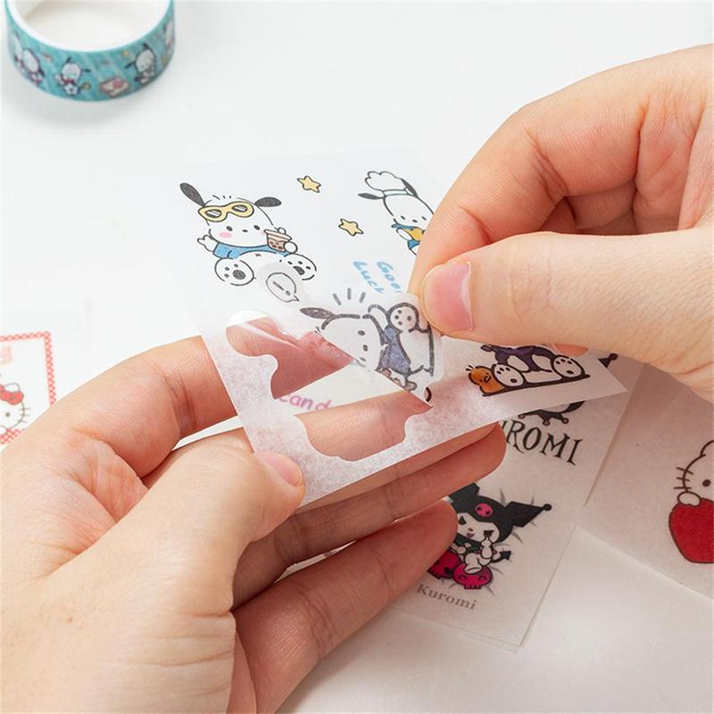 Cute Cartoon Sticker and Tape Sticker Set, Including 4 Sheet Sticker & 4 Rolls Tape Decals, DIY Decorative Sticker for Scrapbooking & Journal Making, Christmas Gift