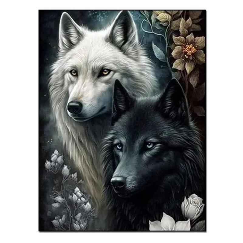 Wolf Pattern DIY Diamond Art Painting Without Frame, DIY Full Round Drill Cross Stitch Kit, DIY Decorative Art Picture For Beginner