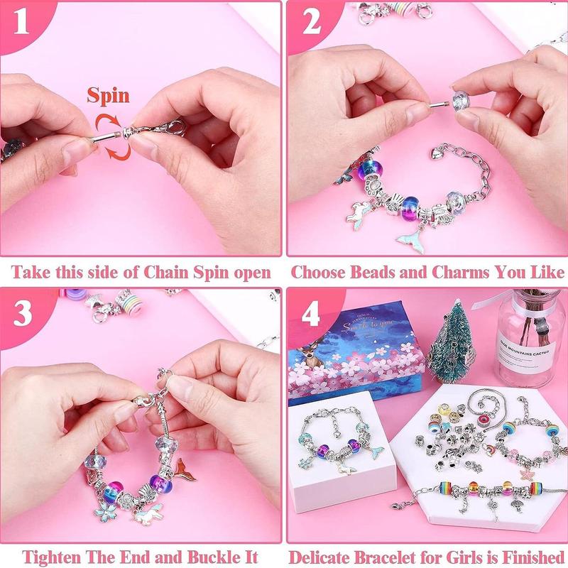 Bracelet Making Kit, 112pcs DIY Charm Bracelet Making Kit Including Jewelry Beads, Snake Chains, DIY Making Material, Toys for Mummy Fun Time, Christmas Gift